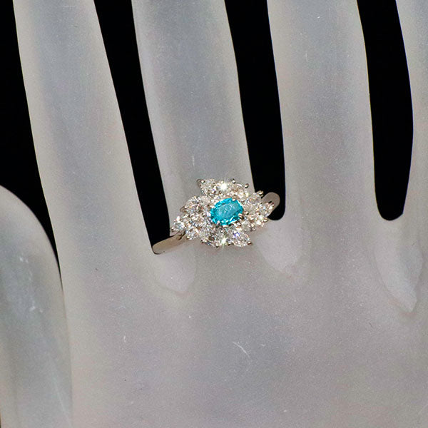 Pt900 ブラジル産パライバトルマリン ダイヤモンド リング 0.200ct D1.06ct