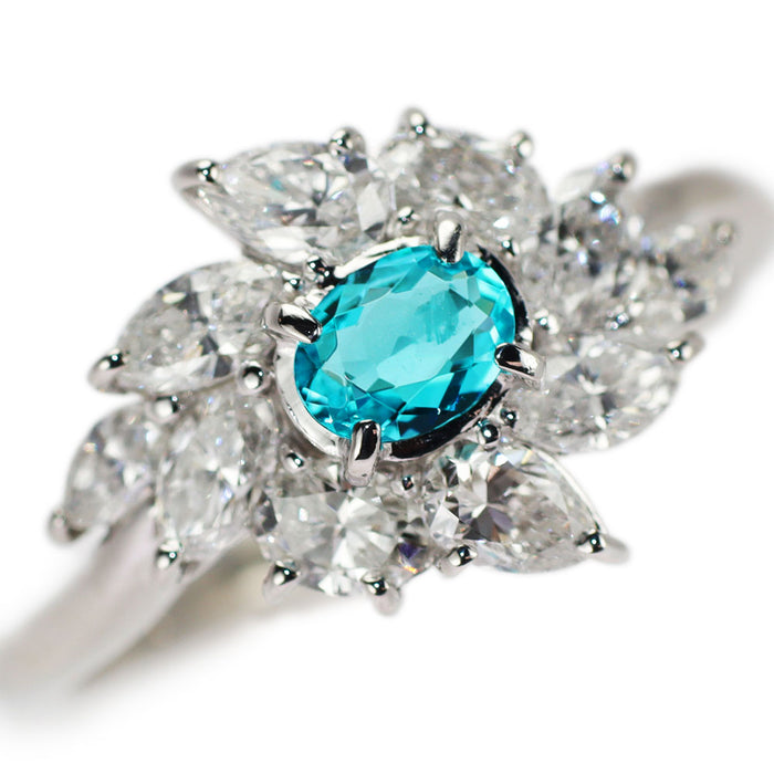 Pt900 ブラジル産パライバトルマリン ダイヤモンド リング 0.200ct D1.06ct