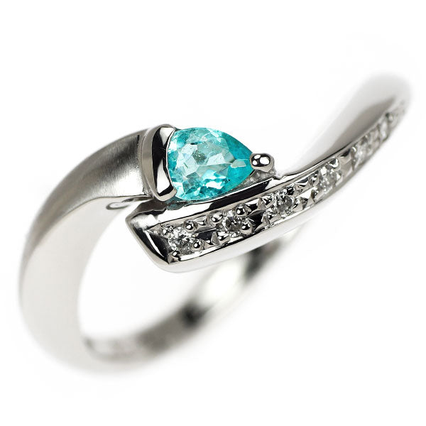 Pt900 パライバトルマリン ダイヤモンド リング 0.13ct D0.04ct