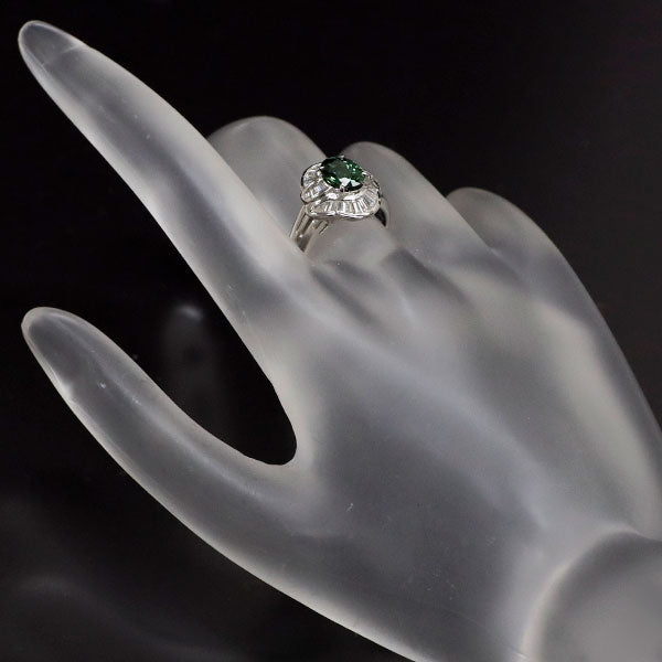 Pt900 グリーンサファイア ダイヤモンド リング 1.21ct 0.50ct