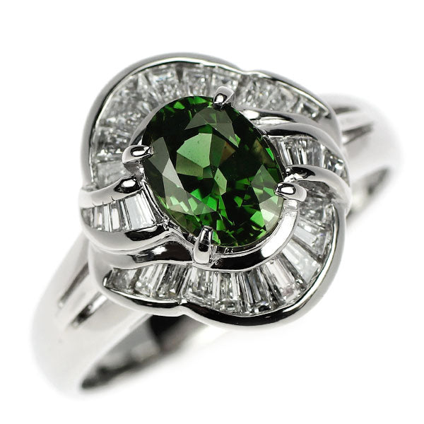 Pt900 グリーンサファイア ダイヤモンド リング 1.21ct 0.50ct
