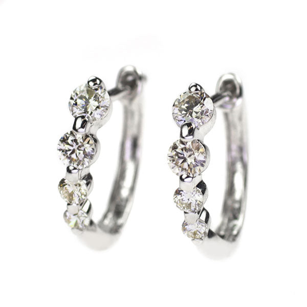 K14WG ダイヤモンド ピアス 0.50ct フープ