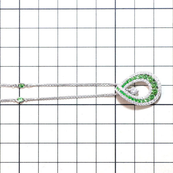 希少 K18WG デマントイドガーネット ダイヤモンド ペンダントネックレス 1.50ct D0.88ct
