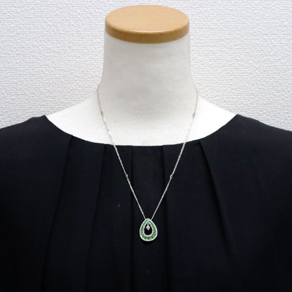 希少 K18WG デマントイドガーネット ダイヤモンド ペンダントネックレス 1.50ct D0.88ct