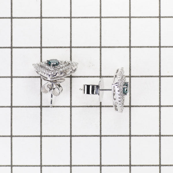 K18WG トリートブルーダイヤモンド ピアス 0.63ct D0.96ct