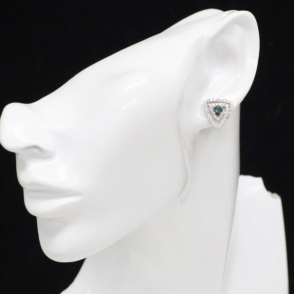 K18WG トリートブルーダイヤモンド ピアス 0.63ct D0.96ct
