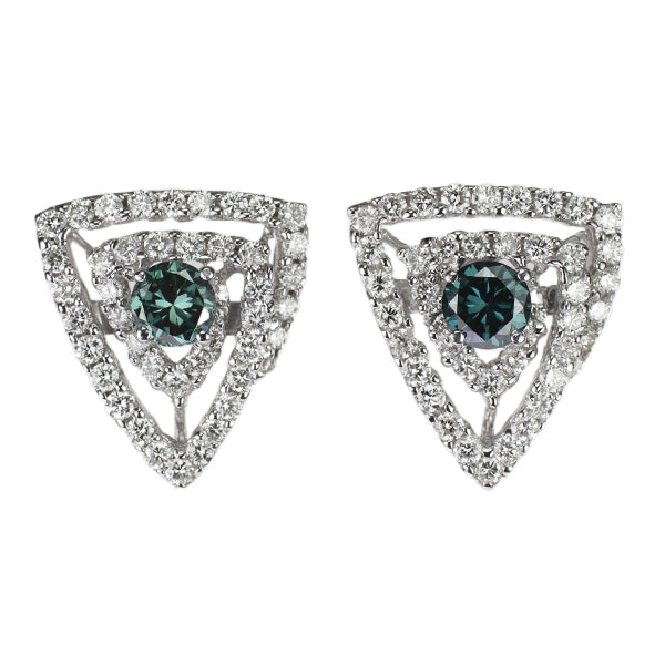 K18WG トリートブルーダイヤモンド ピアス 0.63ct D0.96ct