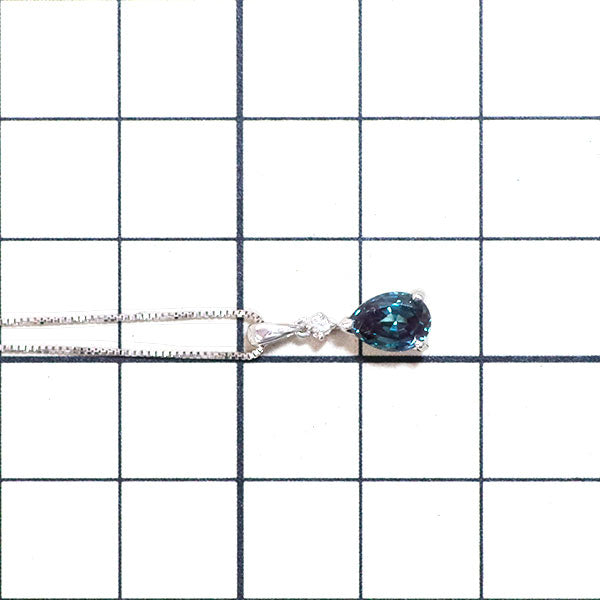 希少 京セラ K18WG 再結晶アレキサンドライト ダイヤモンド ペンダントネックレス