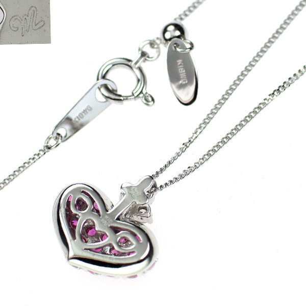 笠原真寿美 K18WG ルビー ダイヤモンド ペンダントネックレス 0.50ct D0.06ct ハート