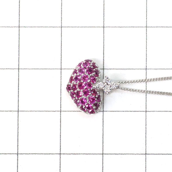 笠原真寿美 K18WG ルビー ダイヤモンド ペンダントネックレス 0.50ct D0.06ct ハート