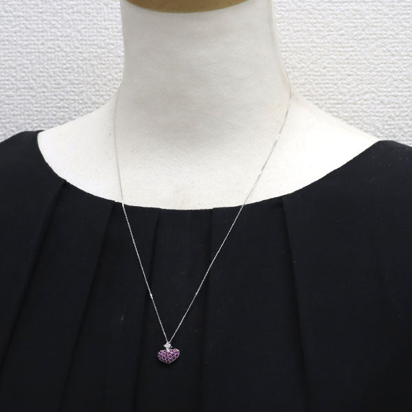 笠原真寿美 K18WG ルビー ダイヤモンド ペンダントネックレス 0.50ct D0.06ct ハート