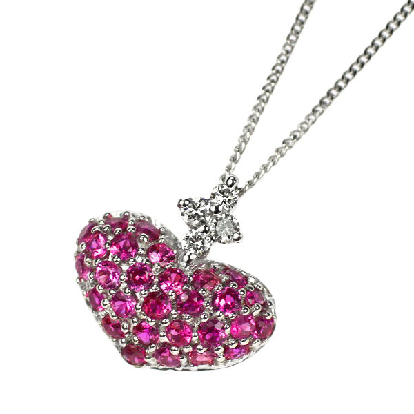 笠原真寿美 K18WG ルビー ダイヤモンド ペンダントネックレス 0.50ct D0.06ct ハート