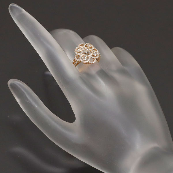 K18PG ローズカット ダイヤモンド リング 0.34ct D0.44ct