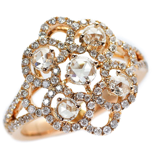 K18PG ローズカット ダイヤモンド リング 0.34ct D0.44ct