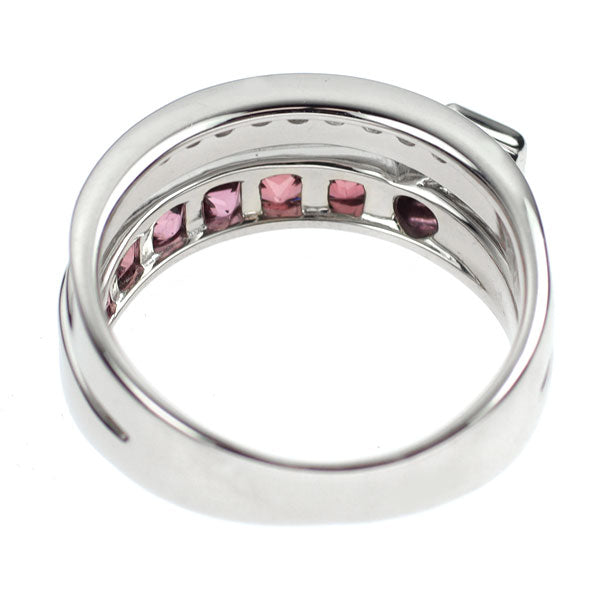 Pt900 ガーネット ダイヤモンド リング D0.22ct