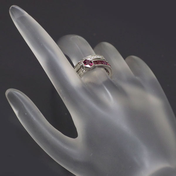 Pt900 ガーネット ダイヤモンド リング D0.22ct