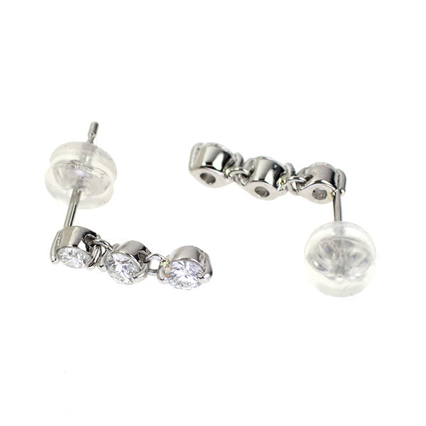 Pt900/K14WG ダイヤモンド ピアス 0.50ct スリーストーン