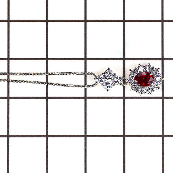 Pt900/Pt850 ルビー ダイヤモンド ペンダントネックレス 0.41ct D0.43ct