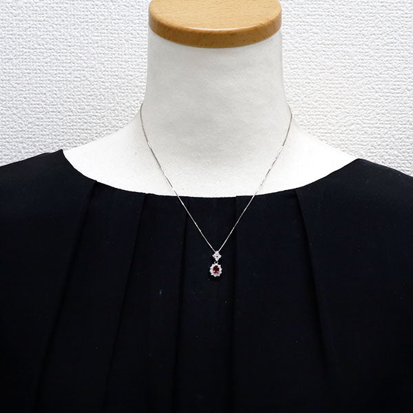 Pt900/Pt850 ルビー ダイヤモンド ペンダントネックレス 0.41ct D0.43ct