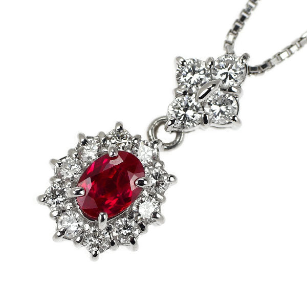 Pt900/Pt850 ルビー ダイヤモンド ペンダントネックレス 0.41ct D0.43ct