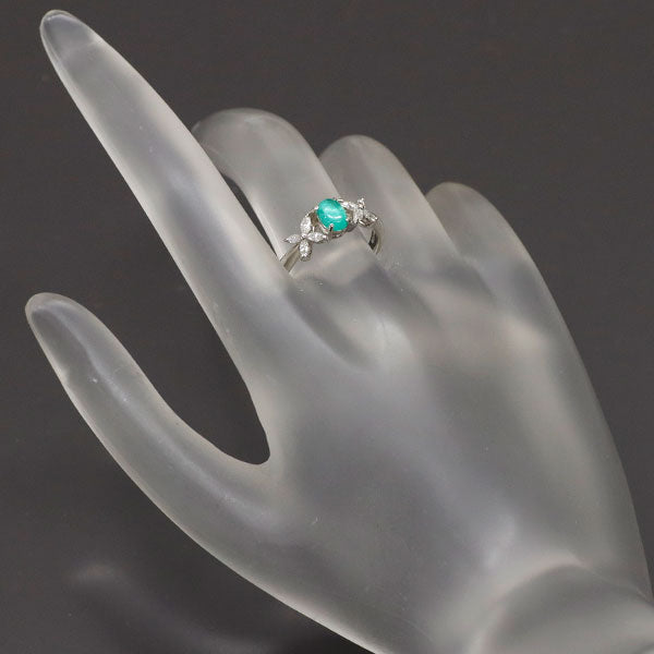 Pt900 エメラルドキャッツアイ ダイヤモンド リング 0.454ct 0.19ct