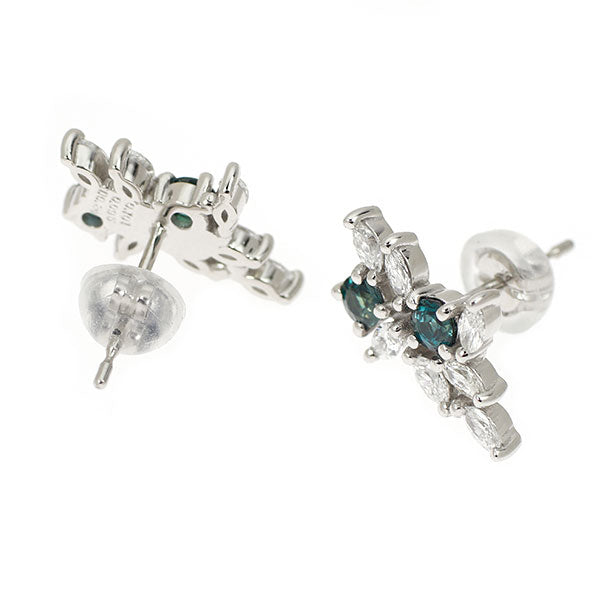 希少 Pt900 アレキサンドライト ダイヤモンド ピアス 0.42ct D0.48ct
