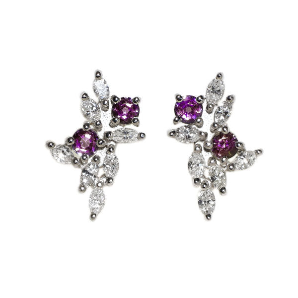 希少 Pt900 アレキサンドライト ダイヤモンド ピアス 0.42ct D0.48ct