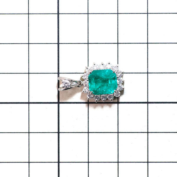 Pt900 エメラルド ダイヤモンド ペンダントトップ 3.16ct D0.715ct