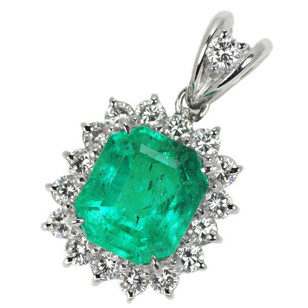 Pt900 エメラルド ダイヤモンド ペンダントトップ 3.16ct D0.715ct