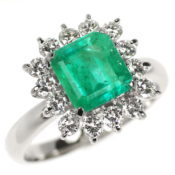 Pt900 エメラルド ダイヤモンド リング 1.69ct D0.70ct