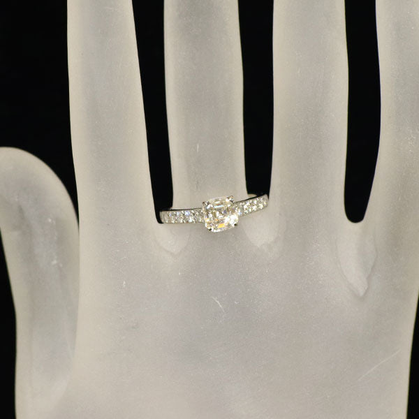 ロイヤルアッシャー Pt950 正規ロイヤルアッシャーカットダイヤモンド リング 1.085ct F VS2 D0.25ct