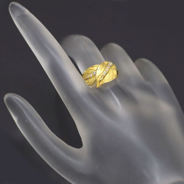 K18YG ダイヤモンド リング 0.12ct 植物