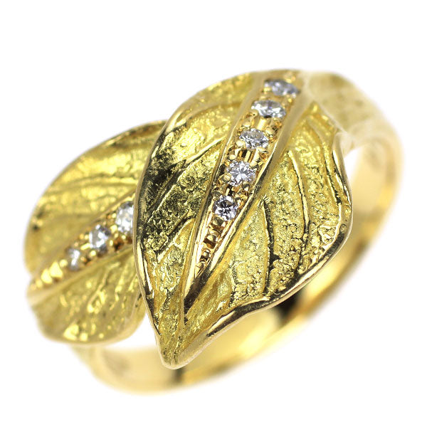 K18YG ダイヤモンド リング 0.12ct 植物