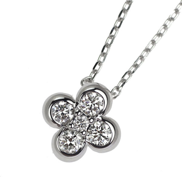 ヴァンドーム青山 K18WG ダイヤモンド ペンダントネックレス 0.21ct フラワー