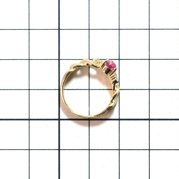 K18YG ピンクサファイア ダイヤモンド リング 0.78ct D0.07ct