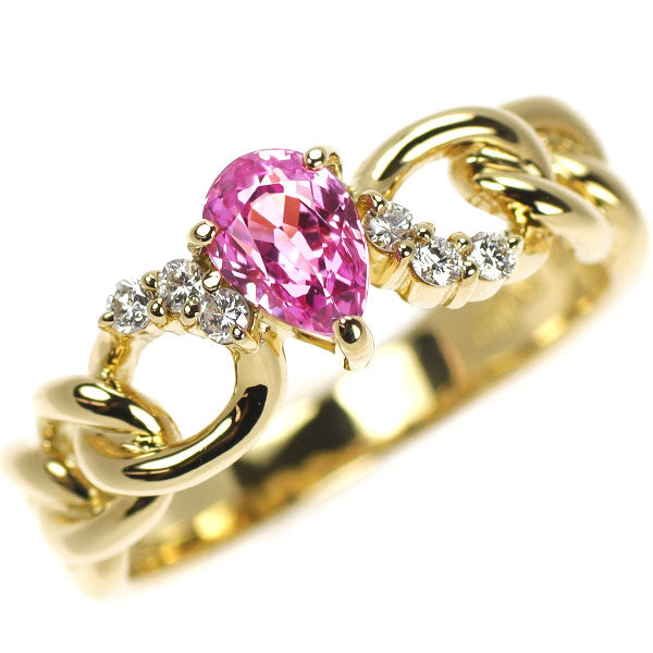 K18YG ピンクサファイア ダイヤモンド リング 0.78ct D0.07ct