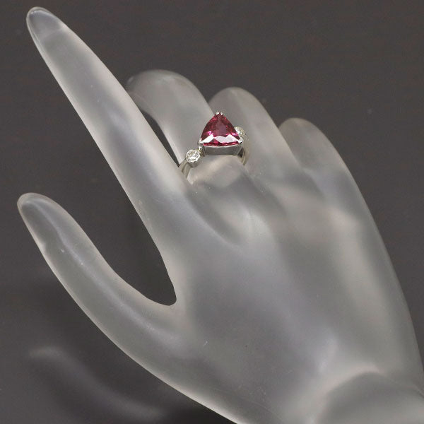 Pt900 トリリアントカット ピンクトルマリン ダイヤモンド リング 2.35ct D0.20ct