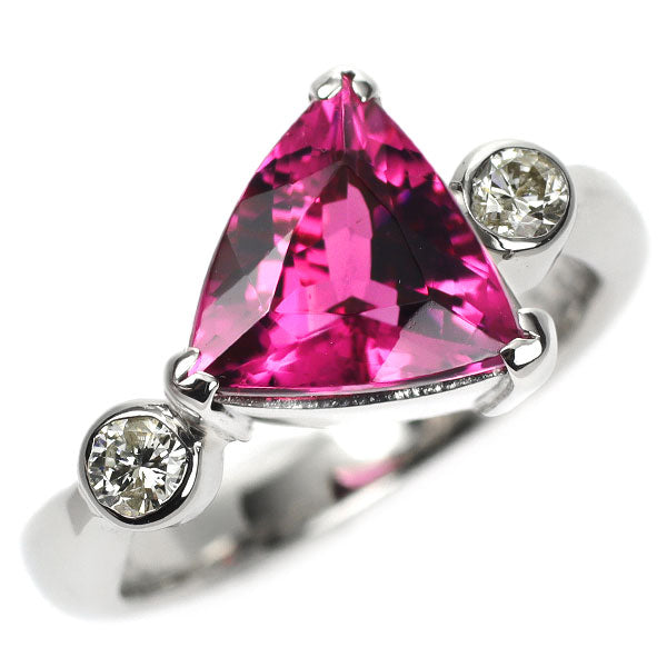 Pt900 トリリアントカット ピンクトルマリン ダイヤモンド リング 2.35ct D0.20ct