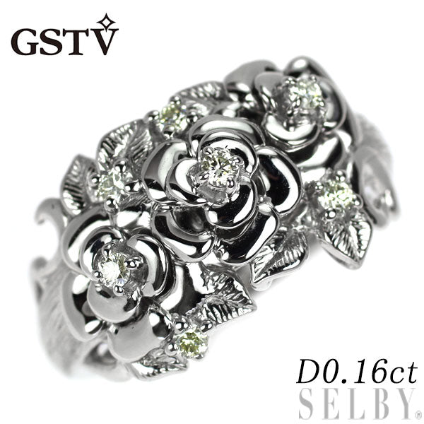 GSTV Pt999 ダイヤモンド リング 0.16ct バラ フラワー