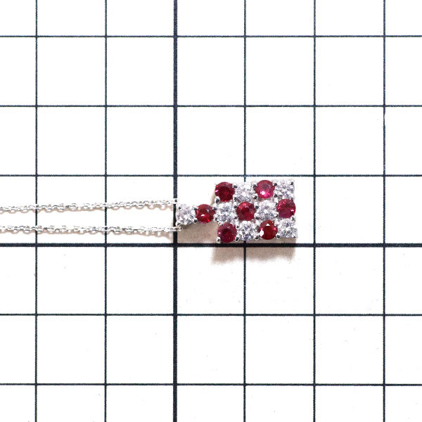K18WG ルビー ダイヤモンド ペンダントネックレス 0.76ct D0.55ct