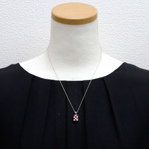 K18WG ルビー ダイヤモンド ペンダントネックレス 0.76ct D0.55ct