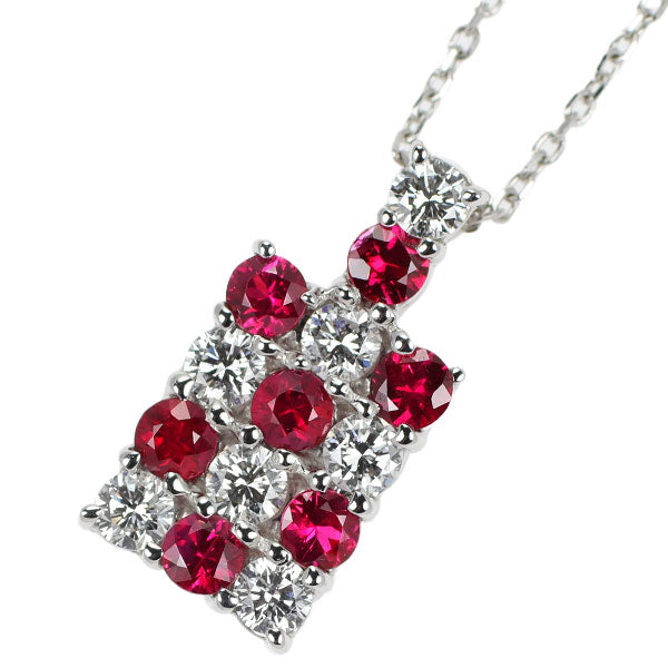 K18WG ルビー ダイヤモンド ペンダントネックレス 0.76ct D0.55ct
