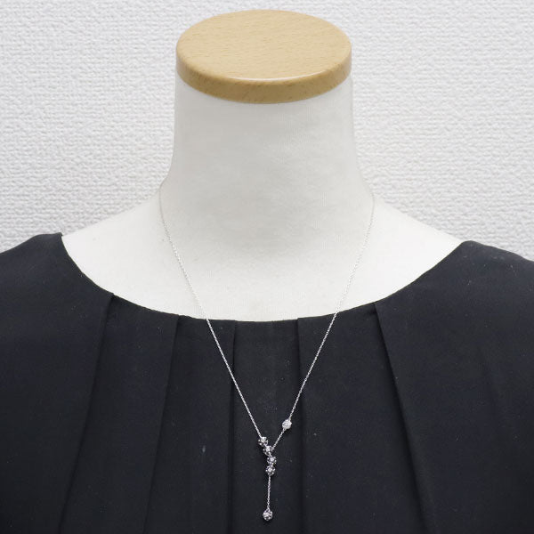 ポンテヴェキオ K18WG ブラック/カラーレス ダイヤモンド ペンダントネックレス BD0.41ct D0.17ct 2WAY Yデザイン フラワー