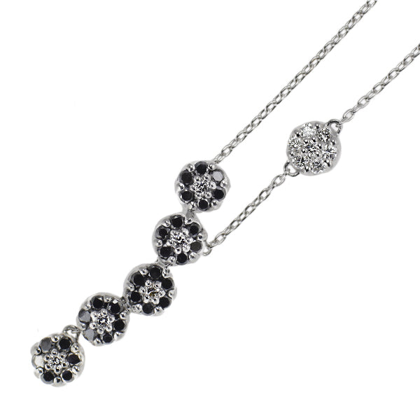 ポンテヴェキオ K18WG ブラック/カラーレス ダイヤモンド ペンダントネックレス BD0.41ct D0.17ct 2WAY Yデザイン フラワー