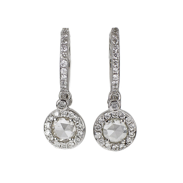 K18WG ローズカットダイヤモンド ピアス 0.24ct D0.31ct