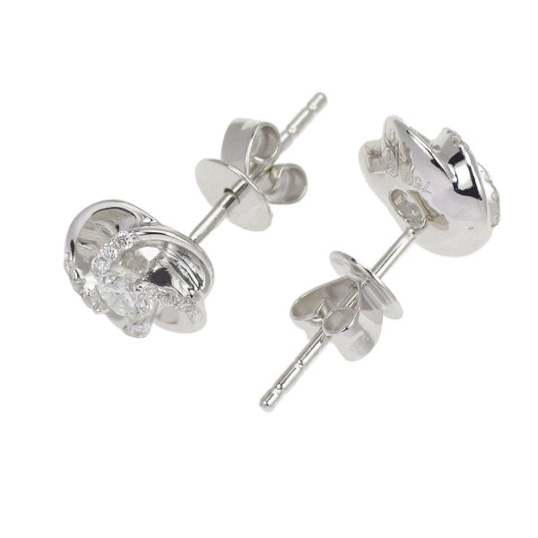 K18WG ダイヤモンド ピアス 0.32ct フラワー