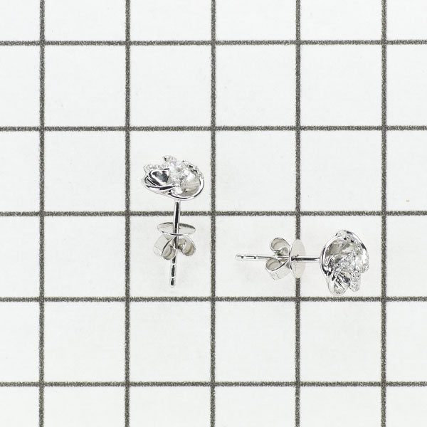 K18WG ダイヤモンド ピアス 0.32ct フラワー