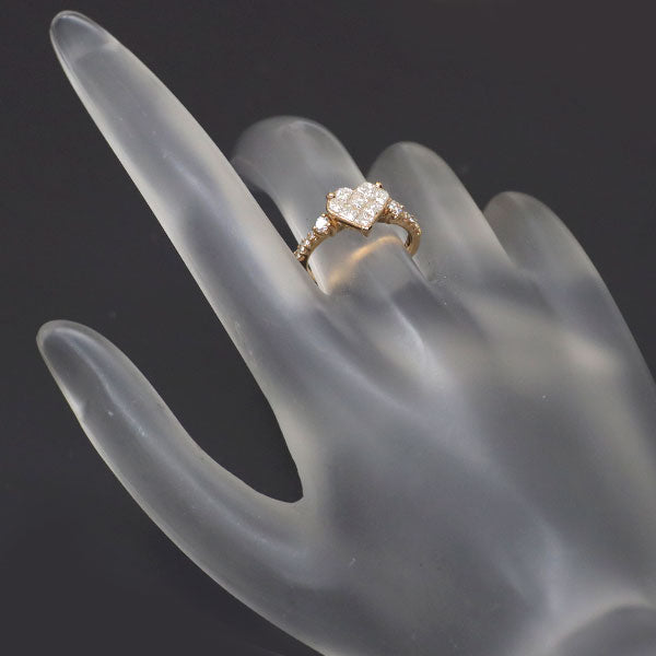 K18PG ダイヤモンド リング 0.79ct ハート ミステリーセッティング