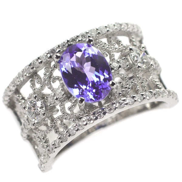 Pt900 タンザナイト ダイヤモンド リング 1.39ct D0.54ct