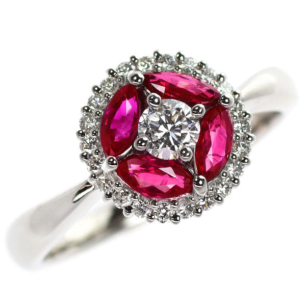 Pt900 ルビー ダイヤモンド リング 0.96ct D0.40ct